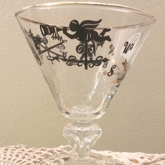 Mid Century Barware Cocktail Glass Stems Set ~ 6 - Picture 2 of 6